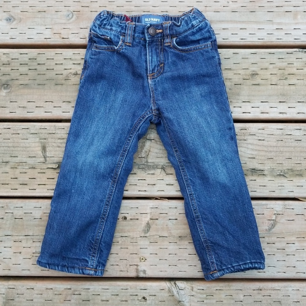 Lined blue jeans